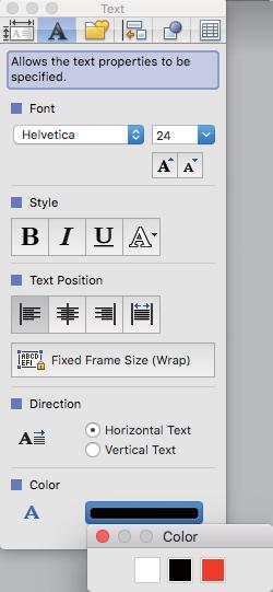 2 Välj [BK-RD] som [Print Colors] (Utskriftsfärg) och [ON] (PÅ) för [Two-color Mode] (Tvåfärgsläge). 6 3 Välj [Text] för att redigera texten.