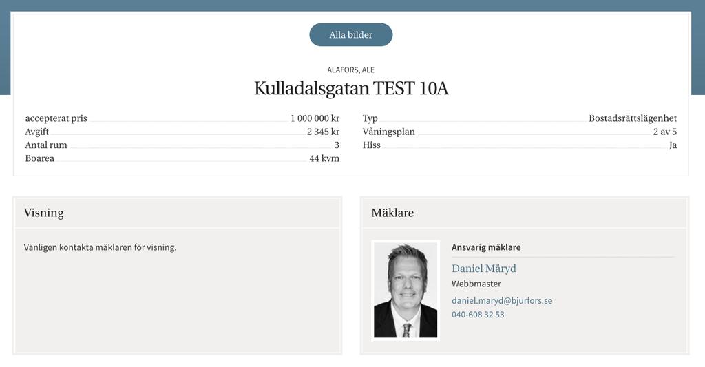 Objektets startsida - Fält markerade nedan med grönt (box eller pil) anges i menyvalet Grundinfo > Bostaden.