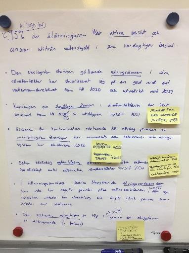 konkretisera ett antal strategiska mål. Nästa steg var att gå igenom målsättningarna i storgrupp och då gjordes några omformuleringar samt några kompletteringar. Målen lyder nu: 1.