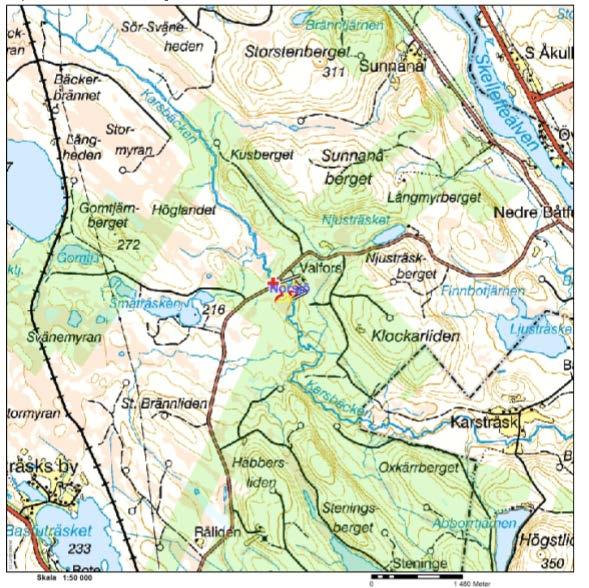 Studielokal Studien genomfördes i ett slutavverkningsbestånd på Holmen Skogs mark i Norsjö distrikt i Västerbotten (Figur 2). Figur 2. Översiktskarta och ortofoto över studielokalens placering.