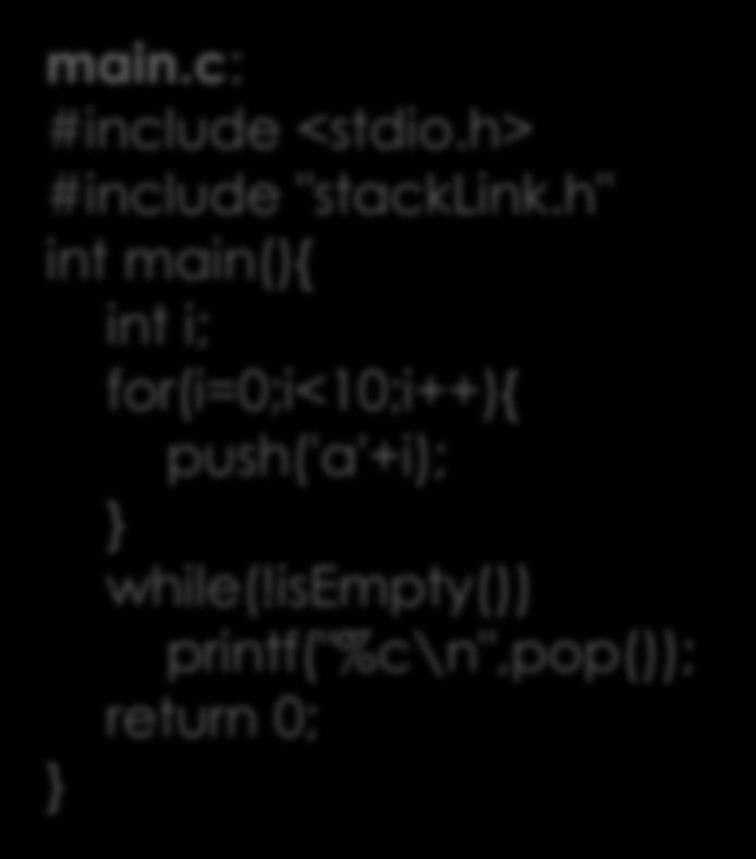 h" typedef struct node node; node *top=null; struct node{ char element; node *next;