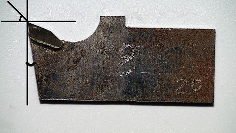 α=20 ୪=5 Figur 14. Visar skärverktyg med släppningsvinkel 5 för spånvinkel 20.