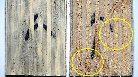 4.8.1 Brottyta på bearbetad yta Bearbetningsytan, parallellt med fibrerna 90-0, för den här omgången gav en fin kvalitet på ytan, lika bra som omgång 6.