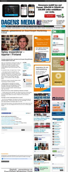 Splay växer - öppnar i Finland Dagens Media. Publicerat på webb 2014-05-06 12:10. (Uppdaterad 2014-05-06 12:12) Pär Ullrich Mejla reportern.