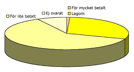 Bland forskarstuderande tycker hela 78% att de får för lite betalt. Datalogerna är mest nöjda med sin lön: 60% tycker att lönenivån är lagom. Figur 23.