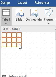 Tabeller - Skapa tabell Tabeller Att skriva text i tabell är ett bra sätt att få snygga uppställningar. Du kanske behöver ett schema, en adresslista eller ska skapa en blankett.