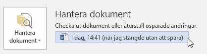 Återskapa filer - Versioner Versioner När du har sparat ditt dokument tidigare, men glömde att spara ändringarna du gjorde kan du återställa det senaste arbetet.