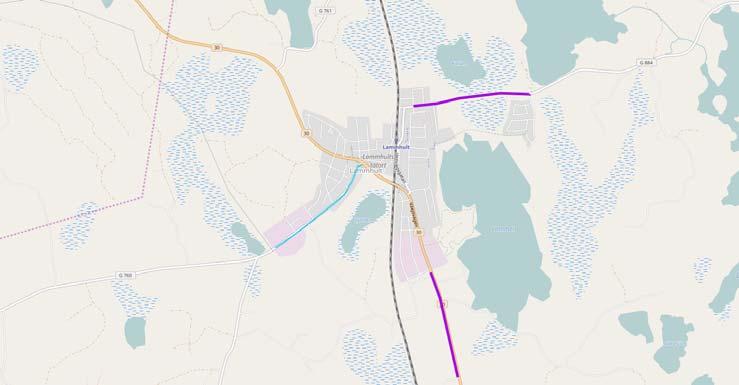 Vä 10: Lv 760 Lammhult; Adams väg Rv 30 Kommunens prioritering: 2 Läge: Lammhult Hastighet: 40 km/h NNK: 0,7 Längd: 1,2 km 1 lindrigt.