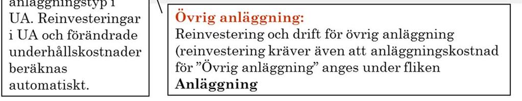 Reinvesteringstidpunkterna i UA beräknas automatiskt utifrån trafikstart och kalkylmässiga livslängder i