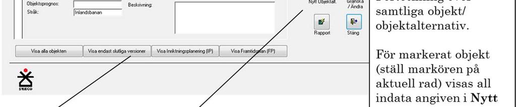 Uppgifterna om objekten kan editeras och objekt kan raderas från databasen.