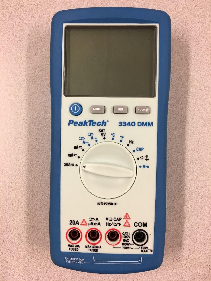 3.3 Multimeter Figur 8 Översikt av den enkla multimetern. För amperemätning används 20A eller A/mA ingången tillsammans med COM.