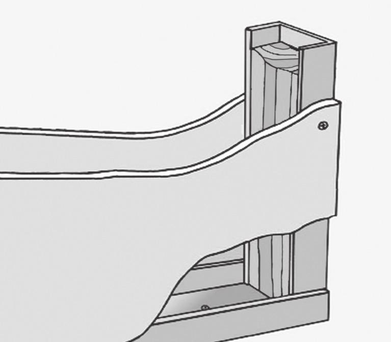 Träregel i en lodrät C-profila av stål På underkonstruktioner av stål fastgöres skivorna endast på de lodrätta profilerna medan på underkonstruktioner av trä fastgöres på såväl lodrät som vågrät