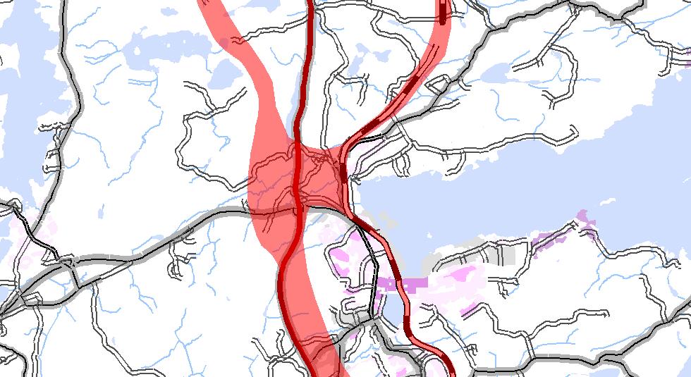 I norra delen av Iggesund breddas korridoren för att möjliggöra kurvrätning på östra sidan.