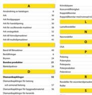 SAKREGISTER A Användning av katalogen.................................................................6 Ark...30 Ark finslippapper....................................................................................34 Ark för handslipning.