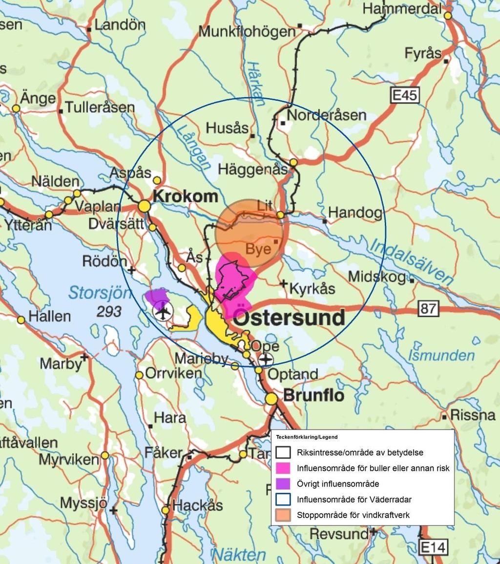 Exempel 3 väderradar Östersund Stoppområde