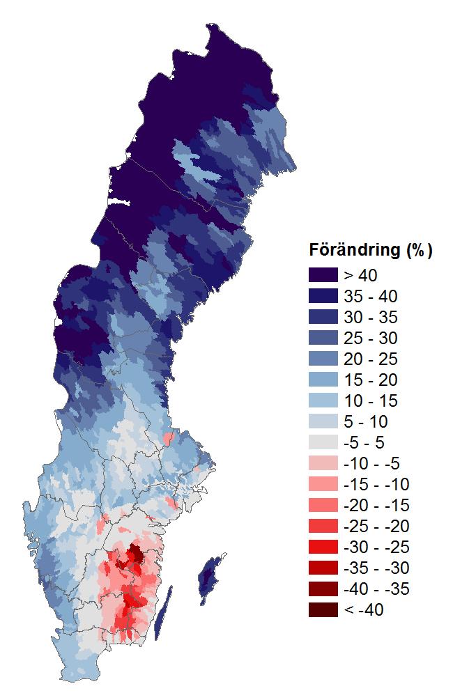 Klimatförändring Förändring lokal tillrinning (säsong) RCP8.