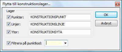 TopoSurv svensk manual Flytta till konstruktionslager ArcGIS Flytta till konstruktionstruktionslager Kommandot