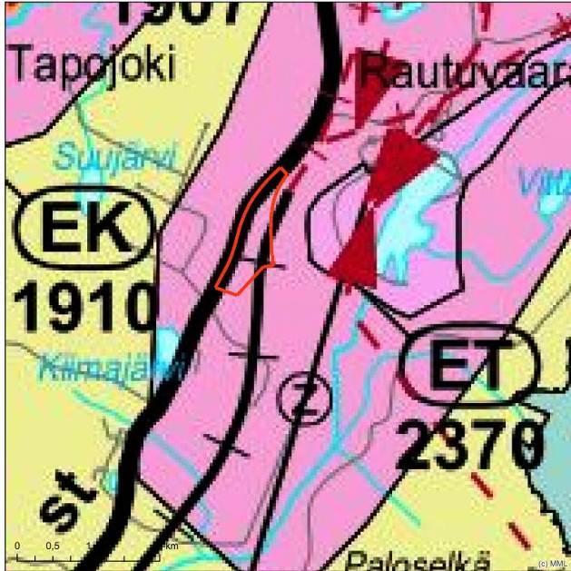 Figur 9. Utdrag ur Fjällapplands landskapsplan. Området som ska detaljplaneras är avgränsat med rött. 3.