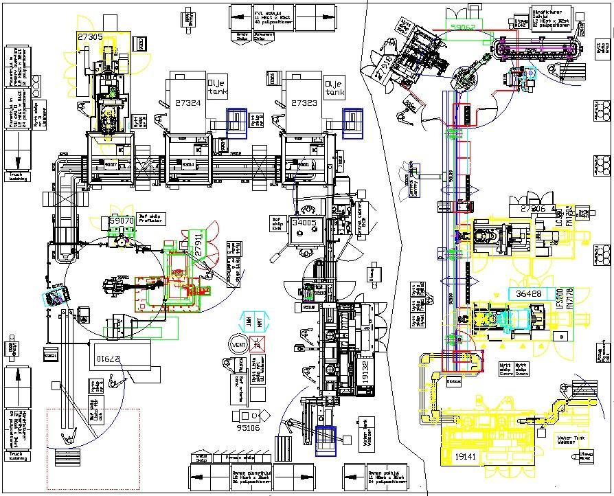 4. Dragbrotschmaskinen hyvlar splines på insidan av de två solhjulssorterna. 5. Planethjulen går förbi dragbrotschmaskinen via transportband till robotcell.