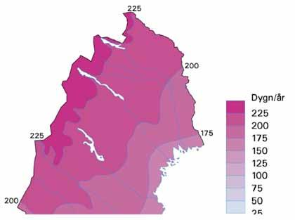 Snö och tjäle Maximalt vatteninnehåll i snö Kartorna nedan visar att det maximala vatteninnehållet i snön för Norrbottens län kan komma att minska fram emot slutet av seklet med störst minskning i