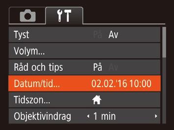 Ställ in datum och tid enligt beskrivningen nedan. Om det behövs kan du ändra visningsspråket. 1 Öppna menyskärmen. Tryck på [ Visningsspråk Ändra datum och tid ]-knappen. 1 Gå till visningsläget.