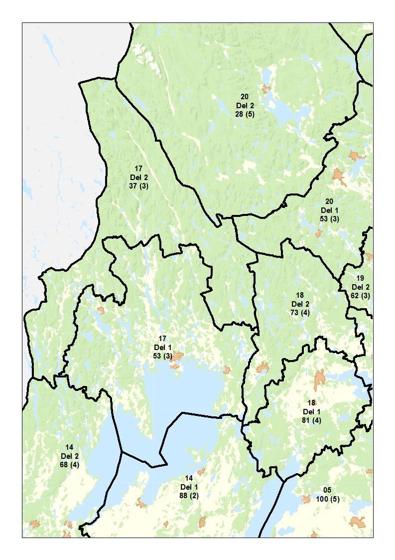 Län: Värmland (17), Örebro (18). Skogsmark tusen kr/ha.