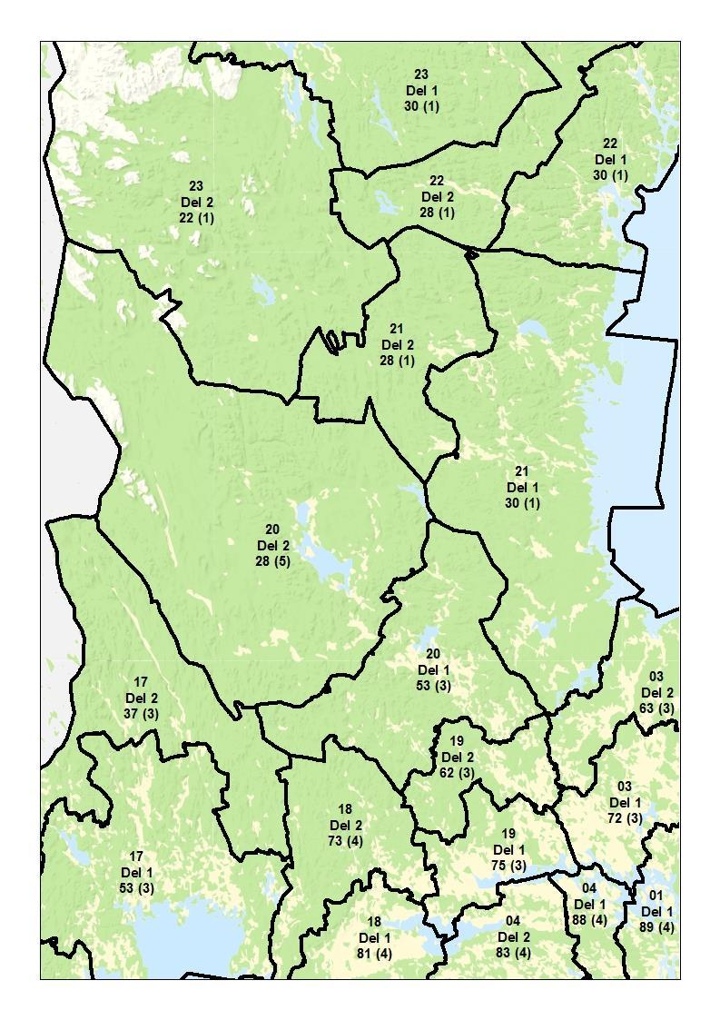 Län: Dalarna (20), Gävleborg (21). Skogsmark tusen kr/ha.