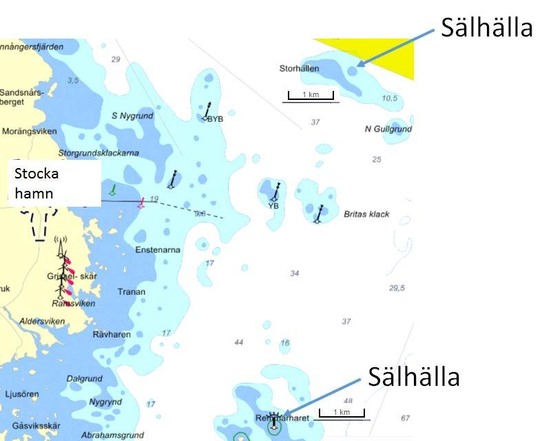 Figur 1. Aktuellt område för studien Under hela året är skötfisket stört av säl som tar fisk från redskapen men viktigast, skrämmer bort fisken från näten (Königson et al 2007).