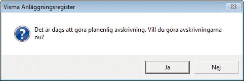 Du väljer vilka månader och tillgångar du vill göra avskrivningar för och du kan också få ut en utskrift av periodavskrivningarna och bokföringsordern.