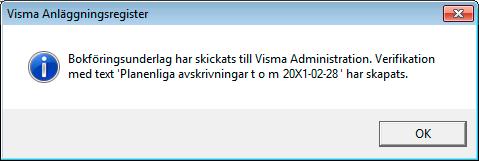 Löpande arbete Integration med Visma Administration Importerad tillgång Tillgångsnummer: OVN0034 Benämning: Levfakturanr 500 När integrationen är påkopplad mellan Visma Anläggningsregister och Visma