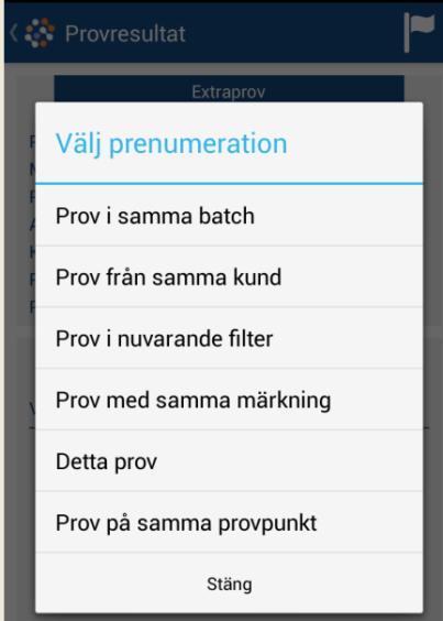 6. Notifieringar via provlistan 6.1 Skapa prenumeration på förändringar via provlistan 1.