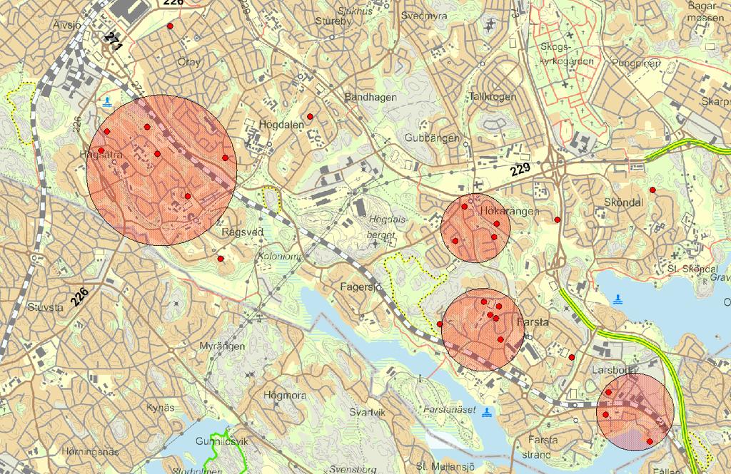 Närpolisområde Farsta: Hagsätra (område runt Hagsätra Skola, Hökarängen (centralt runt torg och t-station) Västra