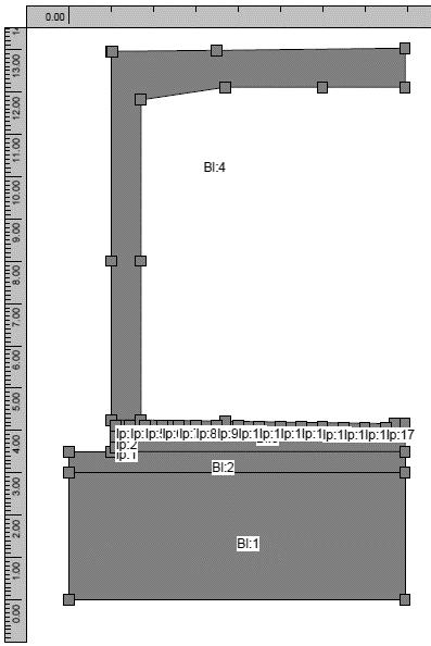 Gamla Uppsala Figur 4-1. Geometri för monolit 9.1.2 Gamla Uppsala o Block 1: (7.950;0.000) - (7.950;3.000) - (0.000;3.000) - (0.000;0.000) o Block 2: (7.950;3.000) - (7.950;3.500) - (1.000;3.500) - (0.