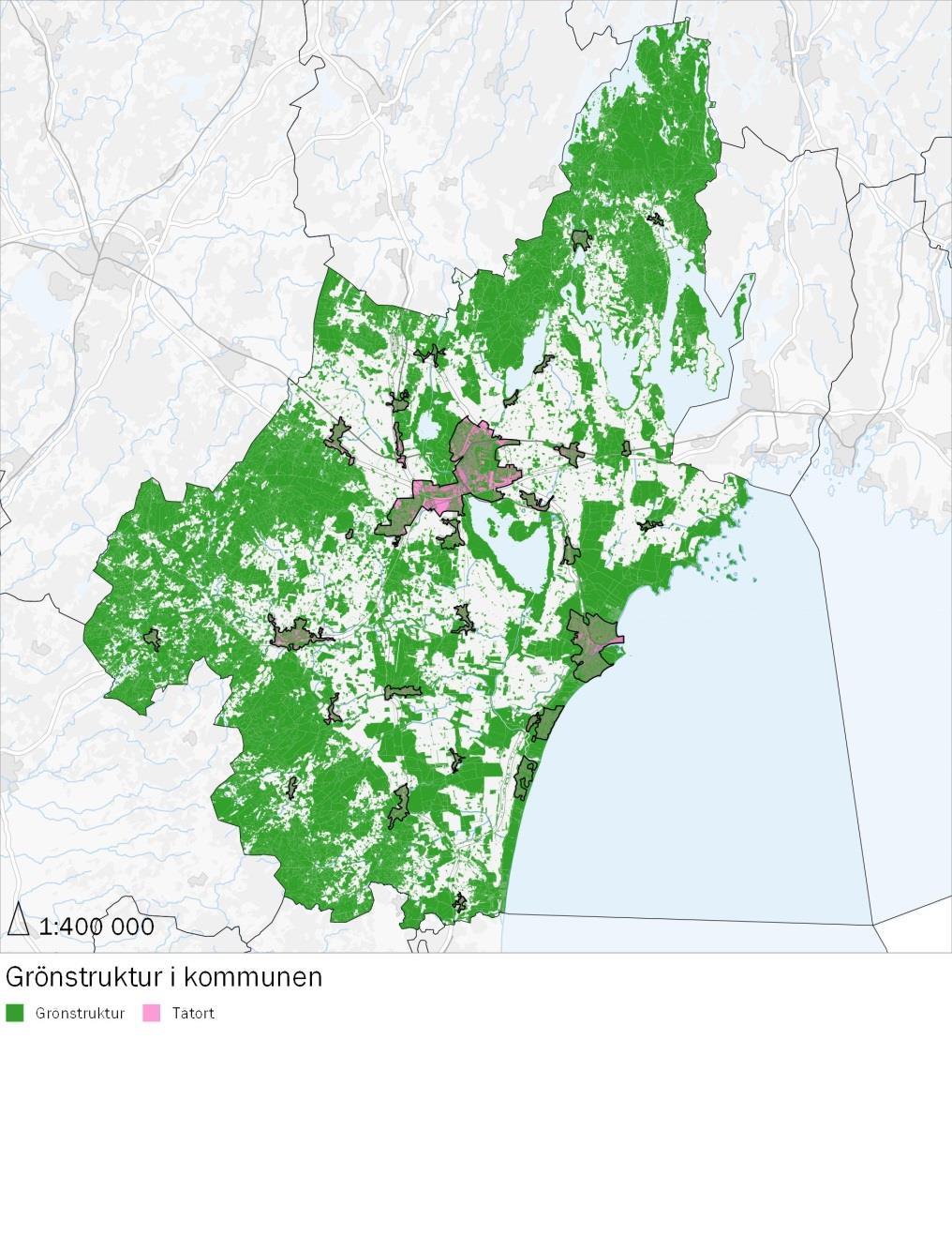 3 Grönstrukturen i Kristianstads kommun Kristianstads kommun har allemansrättslig mark motsvarande 50-60% av ytan vilket vi tidigare har sett i den regionala översikten.