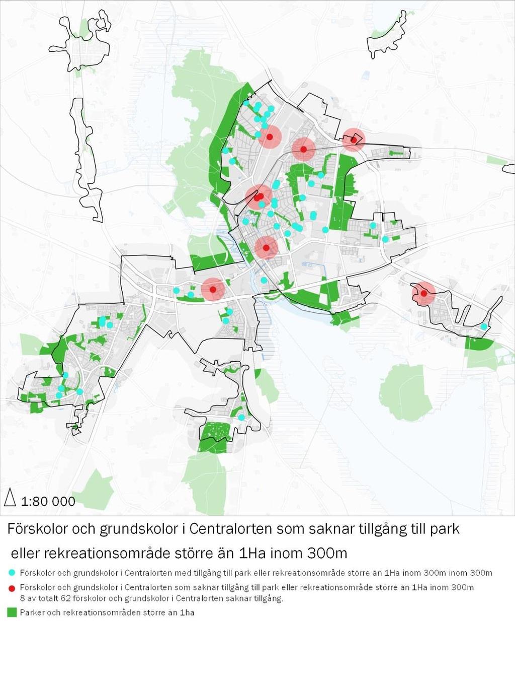 5.7. Förskolor och grundskolor Skolbarn har ett särskilt stort behov av att få tillgång till gröna miljöer för sin motoriska och mentala utveckling.