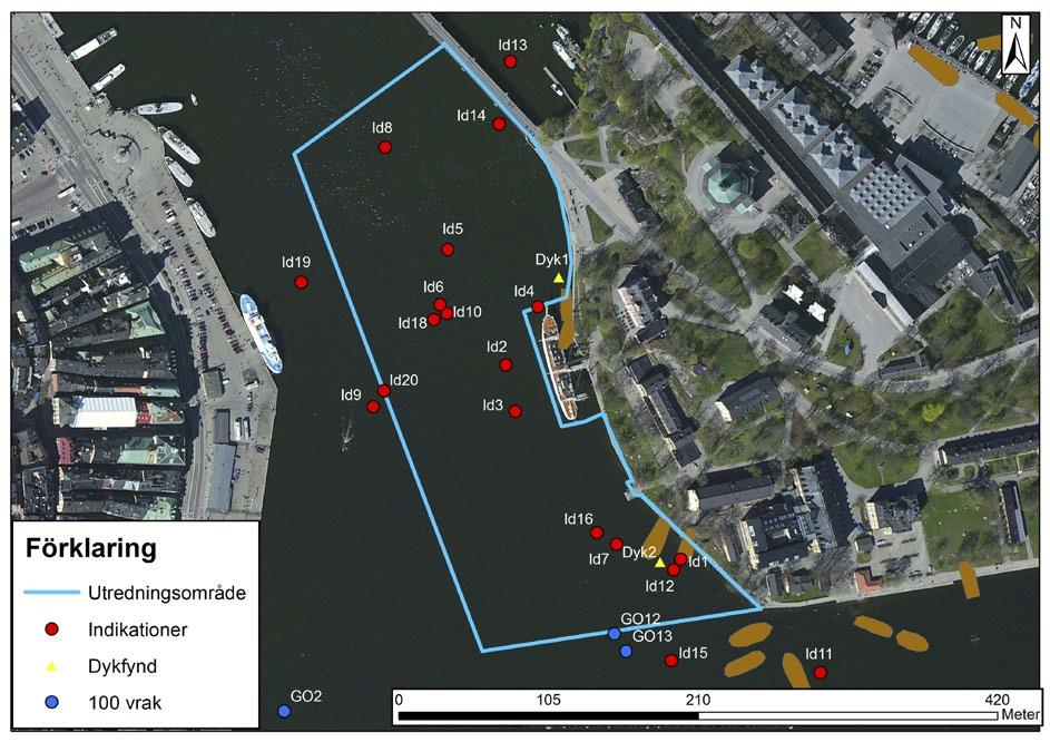 Resultat Den arkeologiska utredningen resulterade i att totalt tre fartygslämningar och en brygglämning påträffades, besiktades och positionerades.