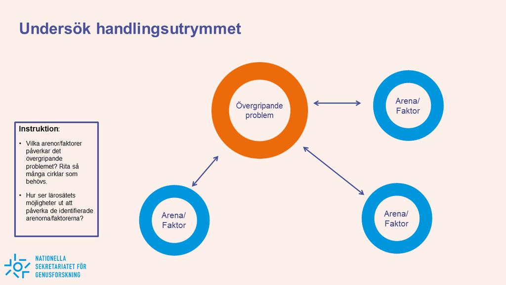 Initiera problemlösning, steg för steg Nedan presenteras ett workshopmaterial som beskriver en arbetsprocess i fyra steg för att formulera hela kedjan av utvecklingsbehov, mål och aktiviteter i ett