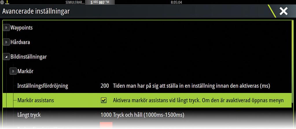 Konfigurera rattknappen Du kan definiera det som händer med en kort eller lång tryckning på rattknappen på enhetens framsida.