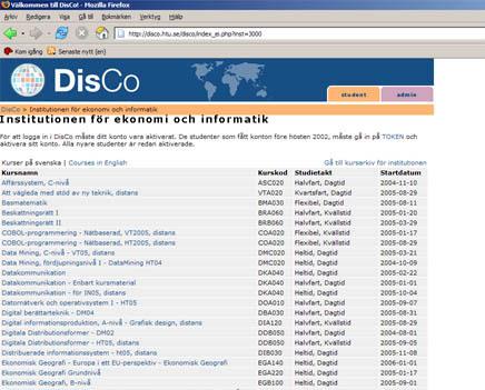 Bilaga 2 DisCo Nedan beskrivs HTU:s kursplattform DisCo (Distance Courses) och dess olika