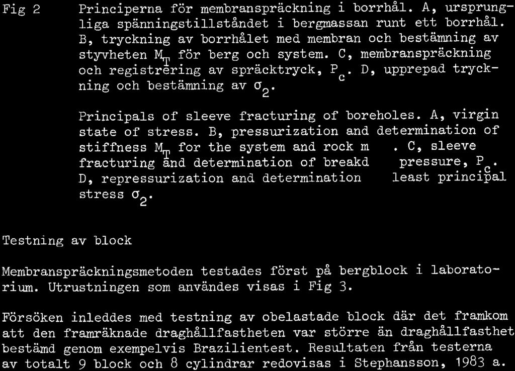 39 A lo. dl d d" o 'o MT P'o o vo 0 E' 'o d2 vo Fís 2 Principerna för membranspråckning i borrhål-. A, ursprungliga spånningstillstånd.et i bergmassan runt ett borrhål.