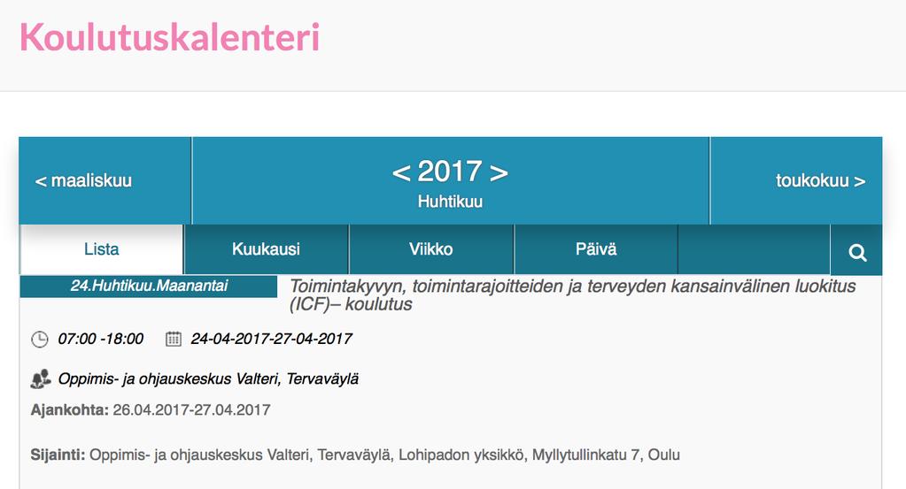 Figur 16. WordPress kalender (listvy) 4.4.2 Drupal Skapandet av evenemang i Drupal är mycket svårare. Det tog tid att hitta materialet som behövs för att börja skapa.