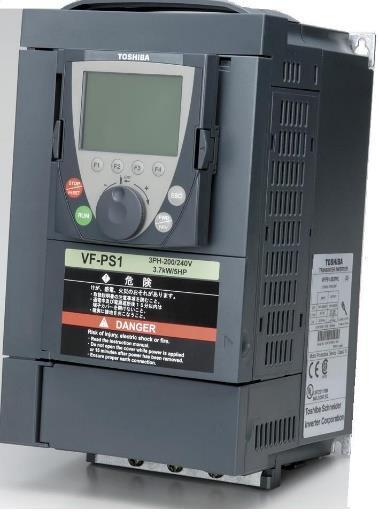 Frekvensomformare Frekvensomformaren är av typen VF-PS1, till pumpen. Den används för att analogt reglera pumpmotorns varvtal, för detta syfte innehåller frekvensomformaren en PLC.