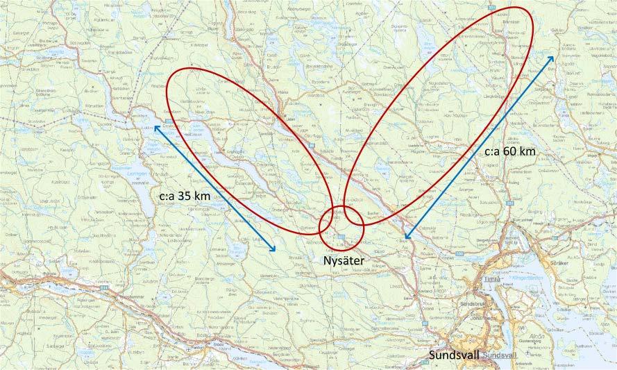 Fakta och enlinjeschema för Nysäterklustret 8 vindkraftparker 1200 MW installerad effekt 1 ny