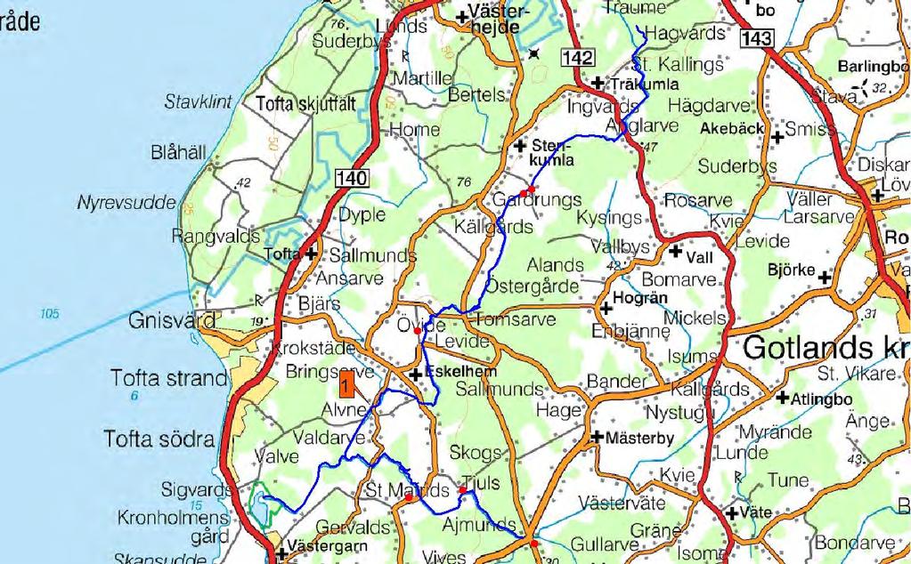 Idån/Västergarnsån Avrinningsområde: Idån/Varbosån Terrängkartan: 06l4i+4j+5i+5j+6a+6j Koordinater: 637046 164049 Inventeringsdatum: 20-30 sept.