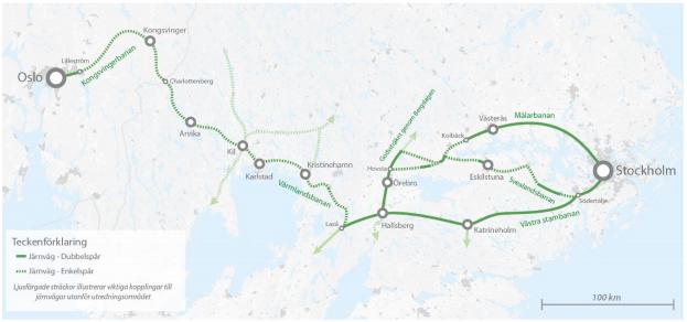 4 (7) Rejuvenating the existing railway and extending missing links will give the Stockholm Oslo zone a faster and more reliable rail link.