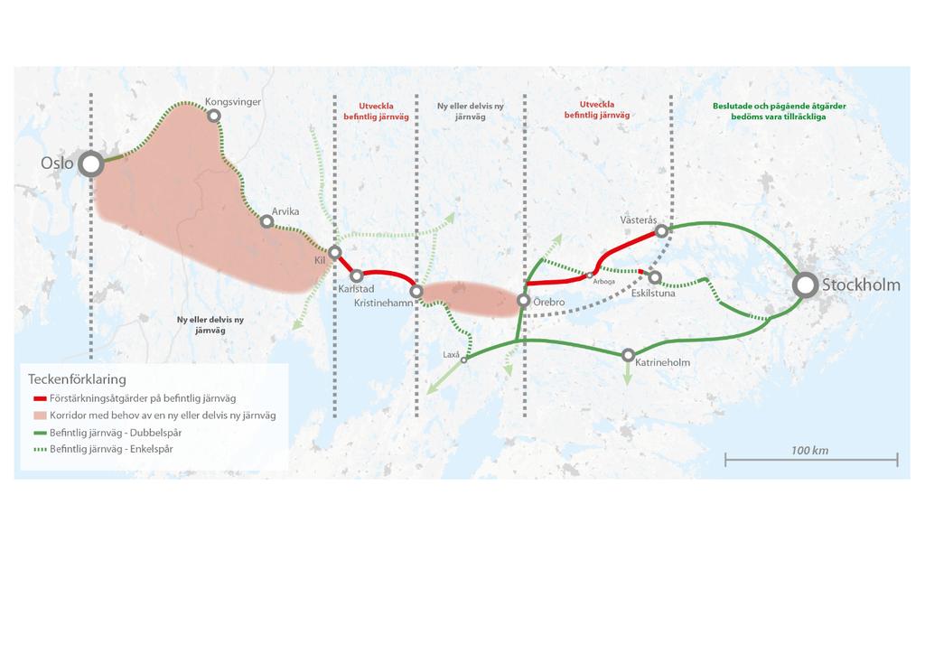 5 (7) Figure 3 shows a possible development scheme for the railway between Stockholm and Oslo The company has got the consultation company Sweco to do operation analyses for a developed railway in