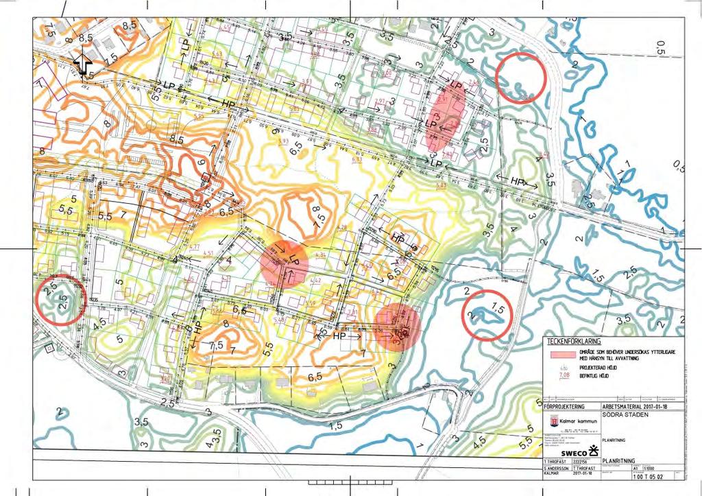 Samhällsbyggnadskontoret Planbeskrivning 12(48) 2017-06-14 2016-5323 Kartan markerar de centrala delarna av planområdet som utgörs av finkorniga jordar, silt och lera som försvårar byggnation.