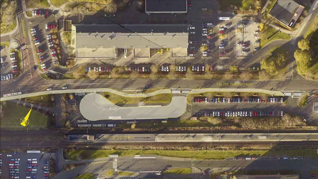 Bussterminal Tullinge Nuvarande bussterminal har två in- och utfarter till Huddingevägen.