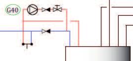 11.5 Extra funktioner Det finns många varianter på installationer som är möjliga med CTC EcoVent i350f. Här beskrivs några möjligheter, för rörinstallation se totalt principschema. 11.5.1 Volymtank/Utjämningstank Inkopplingsalternativ med volymtank, cirkulationspump(g1) och givare (B1) Värmesystemet utökas med volymtank CTC VT80 radiatorpump (G1) framledningsgivare (B1).