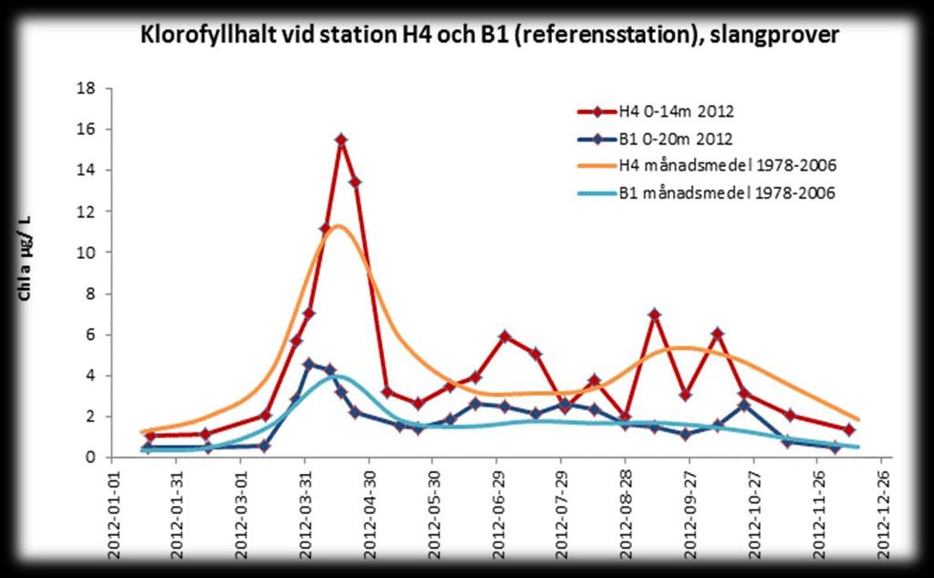 Statusklassning Enligt vattendirektivets bedömningsgrunder för växtplanktons biovolym var statusen måttlig vid båda stationerna (H4 och B1, se figur 5.5.). Sommarmedelvärdet för H4 var.